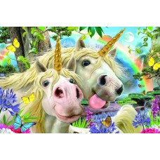 12898A5 selfie cu unicorni Dont worry be happy imagine comestibila din vafa 20x15cm